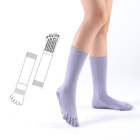 Custom Pilates Socks- Crew - Toe- Essential Pure