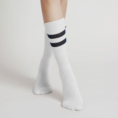 Custom Pilates Socks- Crew- double stripes