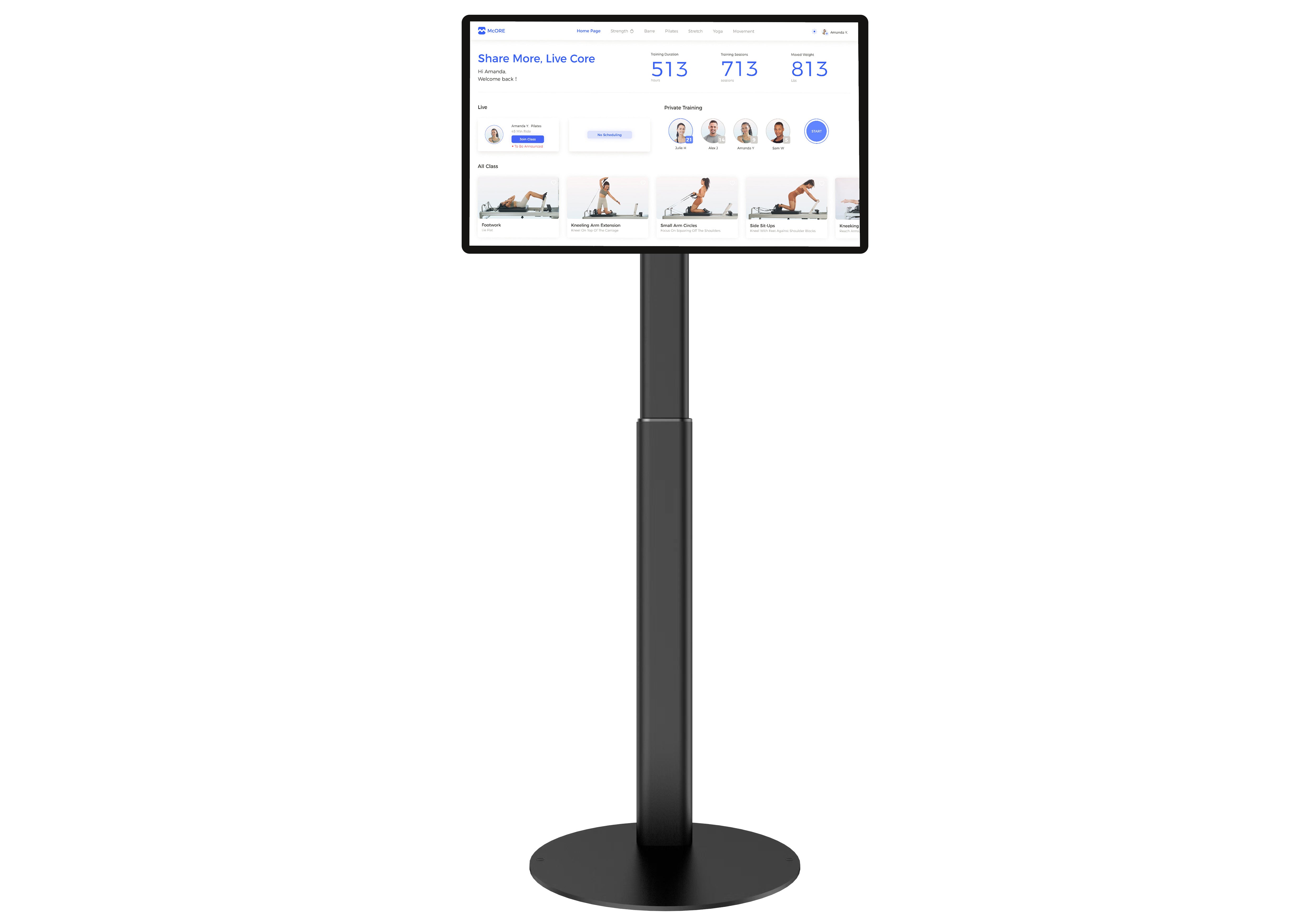 McORE 24-Inch Screen and Stand for Pilates Training