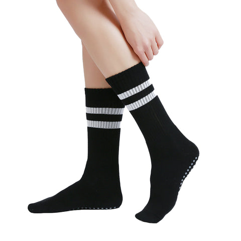 Custom Pilates Socks- Crew- double stripes