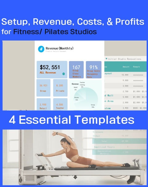 Fitness Studio Setup, Cost & Revenue Analysis Template